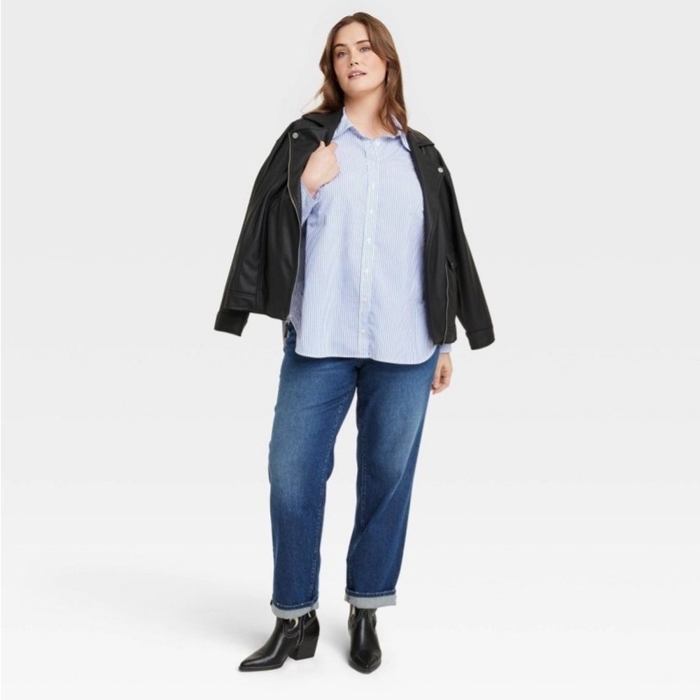 Oversized Long Sleeve Collared Button-Down Shirt Universal Thread™ Blue
Striped